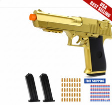 Gold Soft Bullet Toy Gun Set with 50 Foam Darts, 40 Shells, 2 Clips