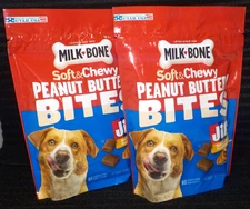 2x MILK BONE Peanut Buttery Bites SOFT Dog Treats w/ JIF Peanut Butter 24 oz x2!