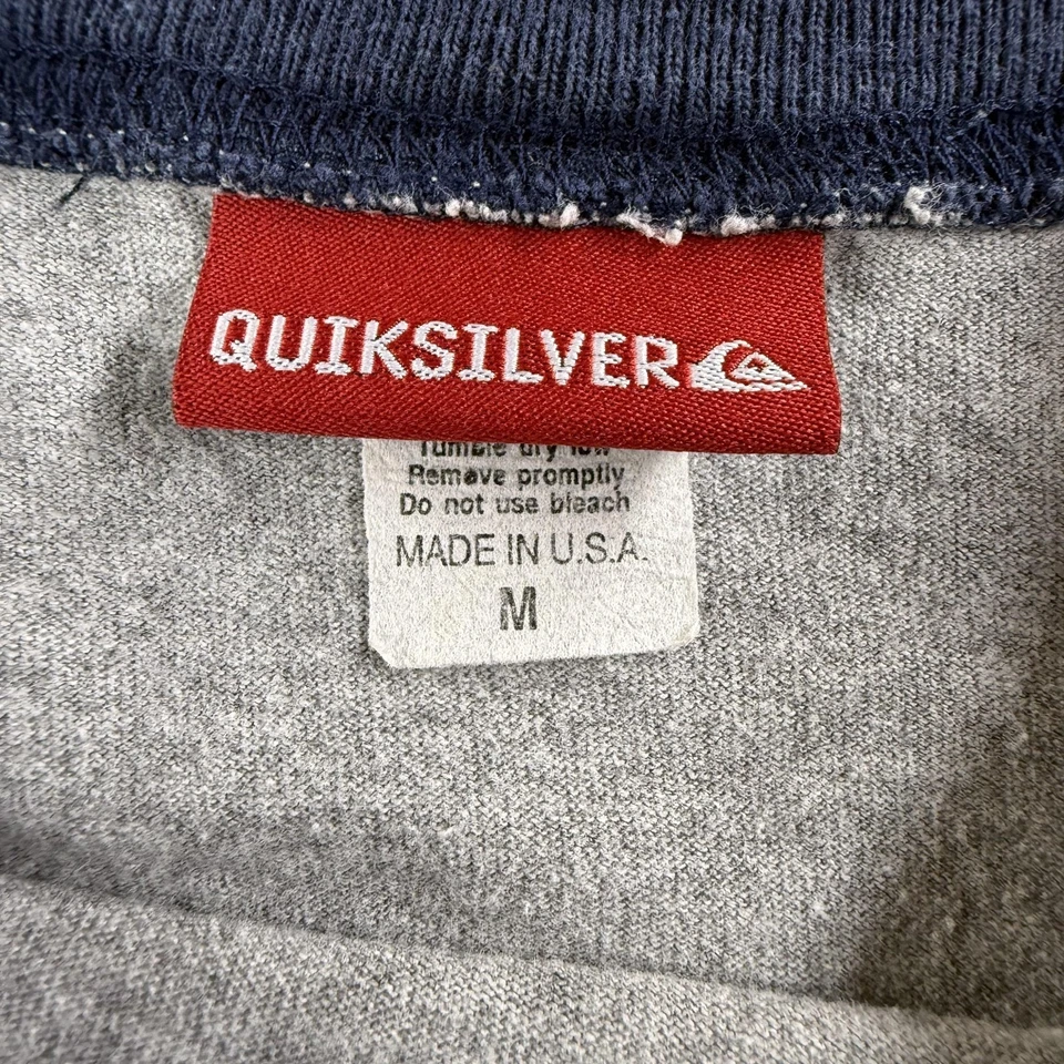 Vintage Quiksilver Shirt Boys Medium Gray Ringer Surfer USA Made 90s Teen Y2K - Изображение 3 из 4