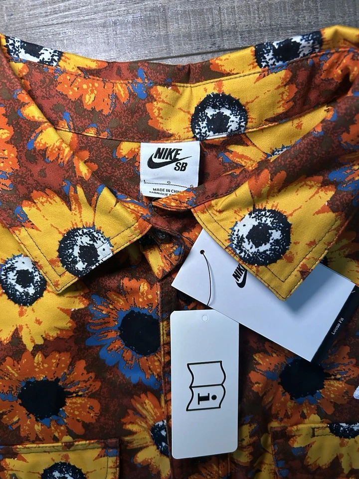 Camisa Nike Skateboarding Manga Corta Tejida Botones Floral FD7849-072 Hombres L Foto 2 de 4