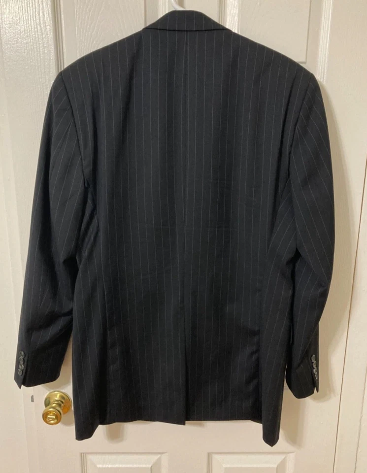 Traje De Colección Años 90 Ralph Lauren Etiqueta Verde Negro Rayas, 40XL, 32Wx32L Foto 2 de 4