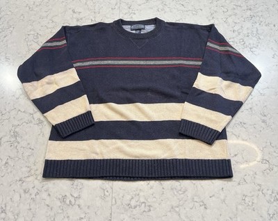 Vintage Bowen & Wright Knit Sweater XL Striped Grandpa Skater Y2K Pullover