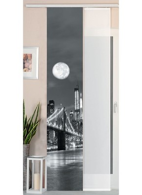 2er Pack Flächenvorhang Digitaldruck Wildseide Optik, Brücke, 245x45