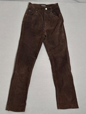 Vintage Wilson Leather Suede Pants Women Size 4 Brown Slim Straight High Rise EC