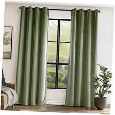 Blackout Velvet Curtains Green 52"W x 84"L Pack of 2 Grommet Olive Sage