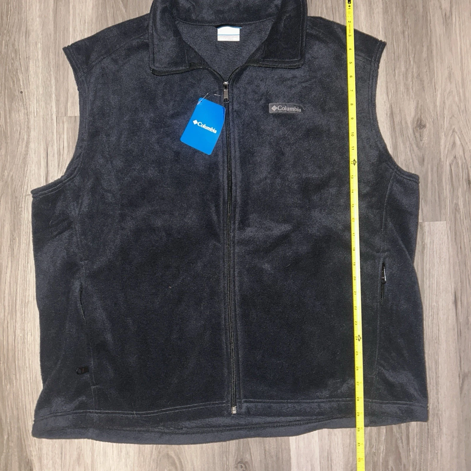 COLUMBIA MEN'S BLACK SLEEVELESS FAST TREK FLEECE POCKET VEST Sz XXL NEW