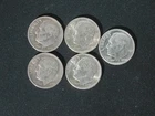 5x US 10c ROOSEVELT DIME: 1950s, 3x 1952s, 1964d 90% SILVER