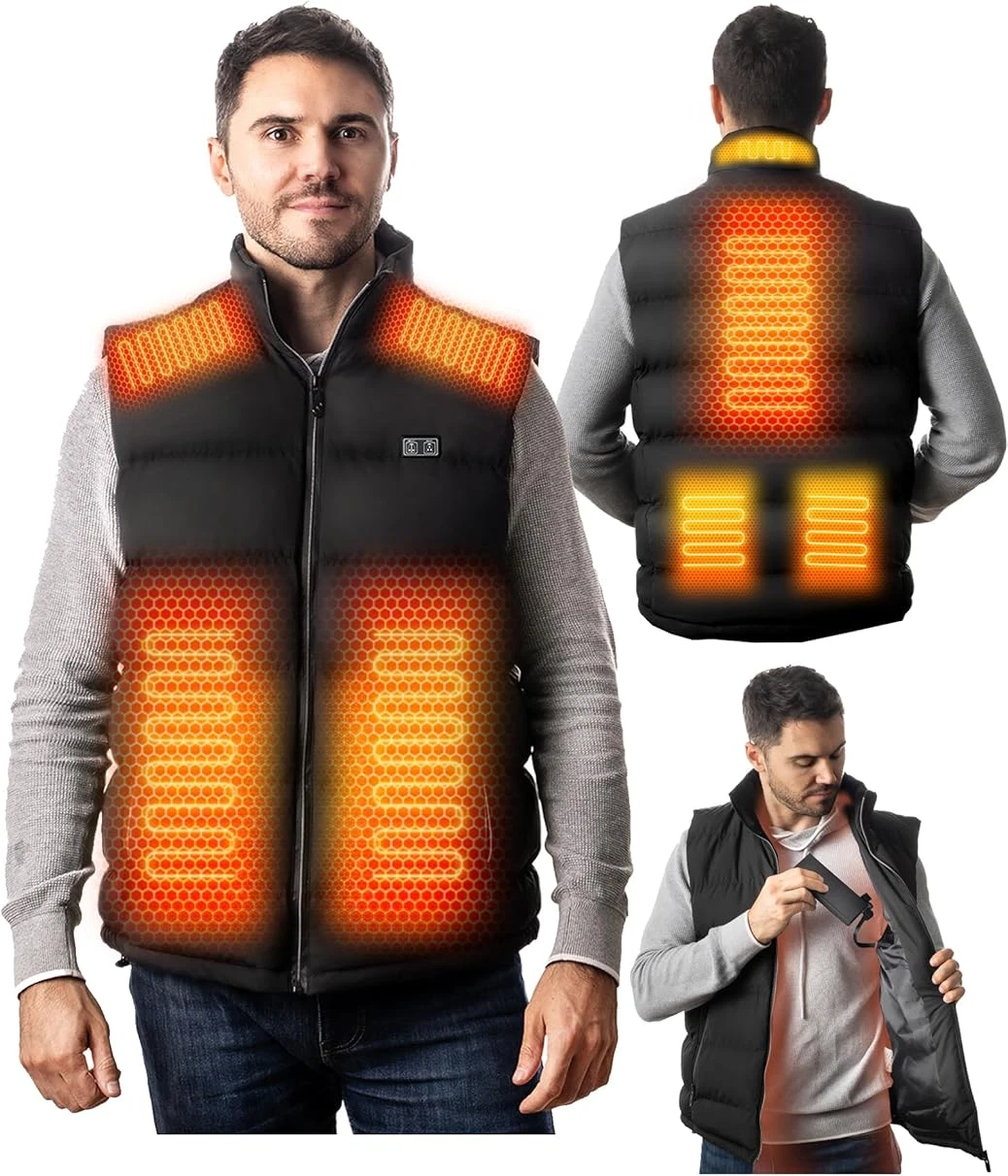 HENSUNOUV Men's Heated Vest Jacket XL Fleece Warmer for Outdoor Winter