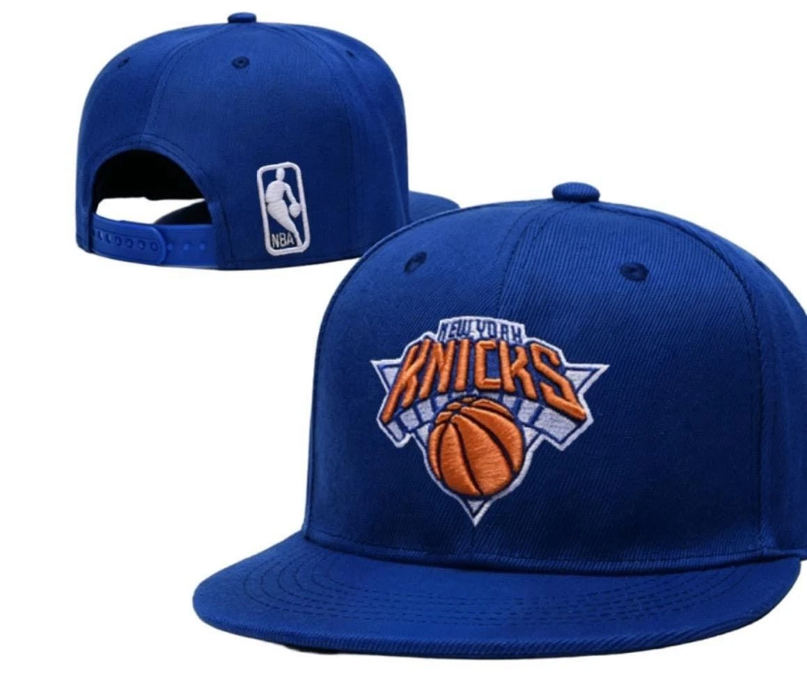 New York Knicks Blue Snapback Hat Flat Brim Adjustable Fit Cap