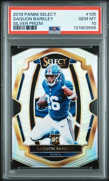 Saquon Barkley 2018 Panini Select #105 Silver Prizm RC PSA 10 GIANTS EAGLES