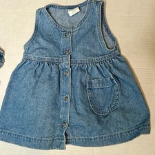 Oshkosh Baby B'gosh Denim Jumper Sz 18 Months Blue Made In USA Tide Tag VTG