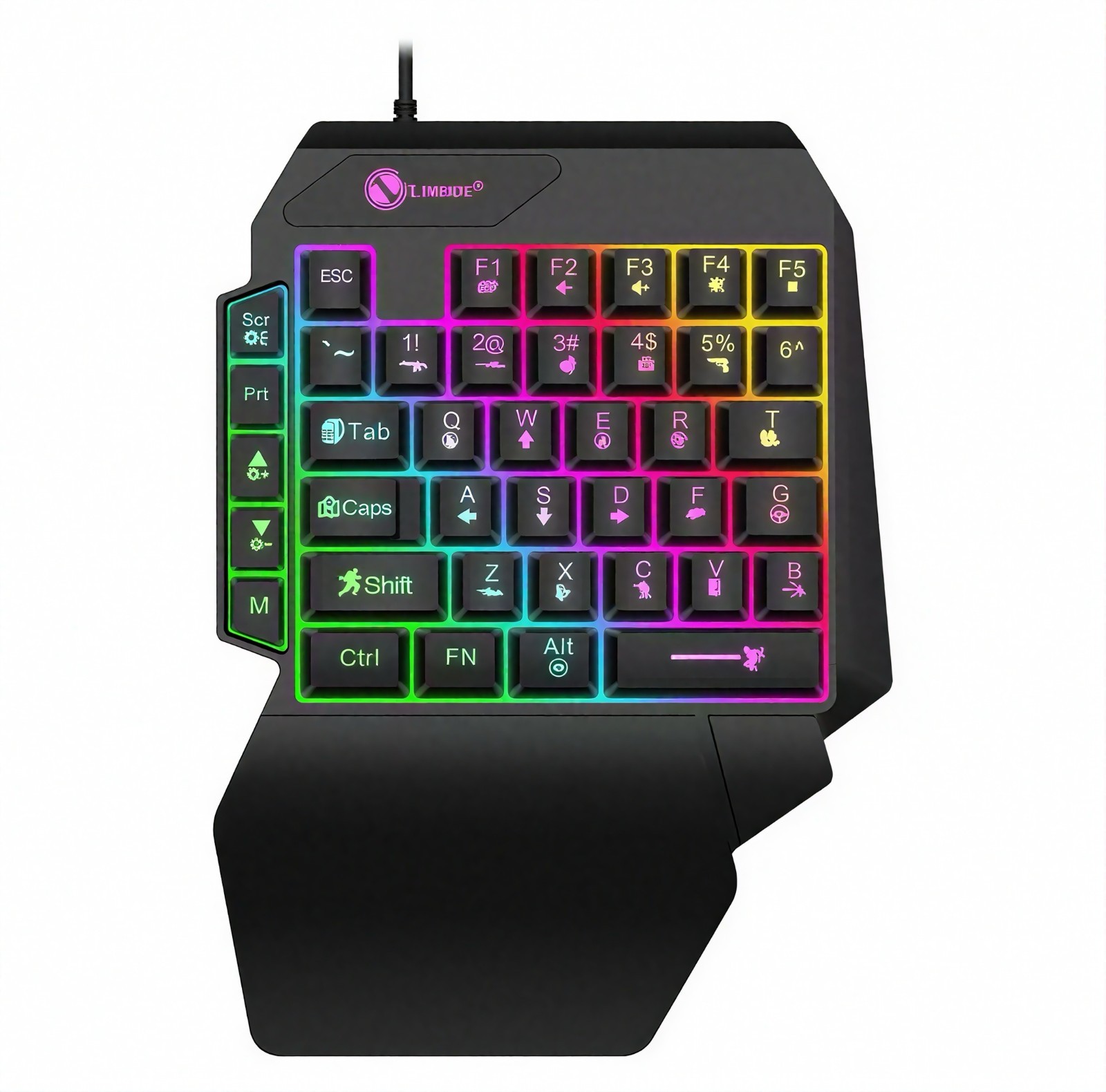 Clavier une main retroeclaire ultra-mince avec touches anti-ghosting