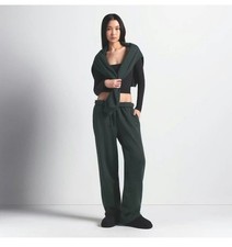 Skims Cotton Fleece Classic Straight Leg Sweatpants - Spruce, Size M NWT