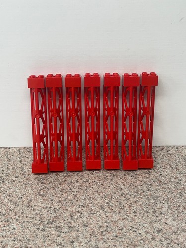 7 Lego rote Stützen 95347 2x2x10 Träger dreieckig vertikal Typ 4