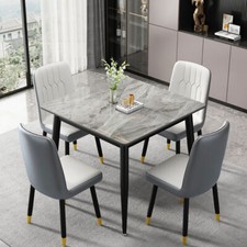 Mesa de comedor de mármol de piedra pesada mostrador mesa de desayuno lateral marco de metal resistente