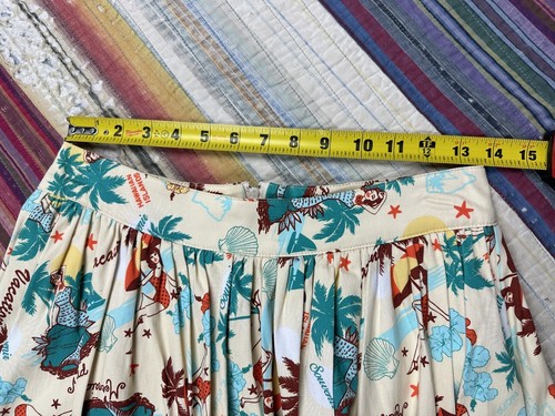 Voodoo Vixen Hawaiian Islands Mermaid Vacation Swing Skirt +Pockets Sz Small - Picture 10 of 10