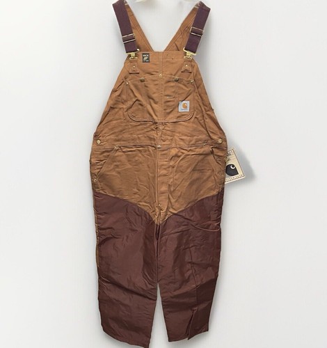 Carhartt x Wick Briarproof Bib Overall 42x32 VTG 80s Mens 6FB Brown Duck NOS USA - Picture 2 of 23