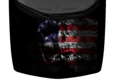 Realistic Skull Abstract American Flag Truck Hood Wrap Vinyl Decal Car Graphic