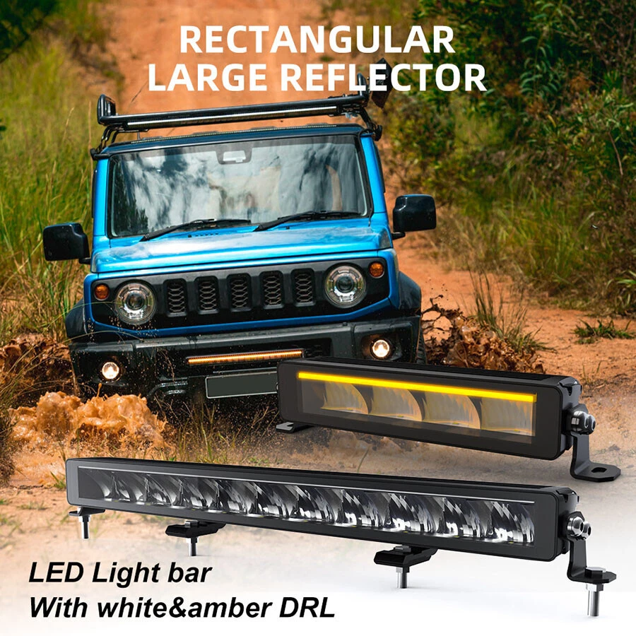 22 32 42 52" inch LED Light Bar White&Amber DRL Flood Spot Combo 4X4 Offroad UTV - Image 2 of 4