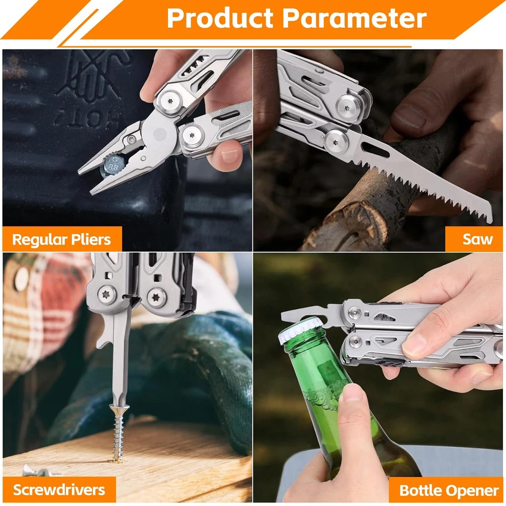 Multi Tool Pliers, 16 in 1 Stainless Steel Multipurpose tool for  Adventures
