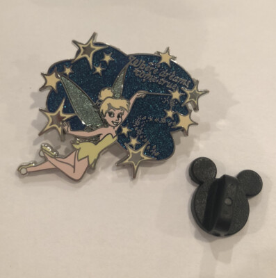 Disney Tinker Bell Pin Exclusive LE  Where Dreams Come True  Glitter Pixie Dust