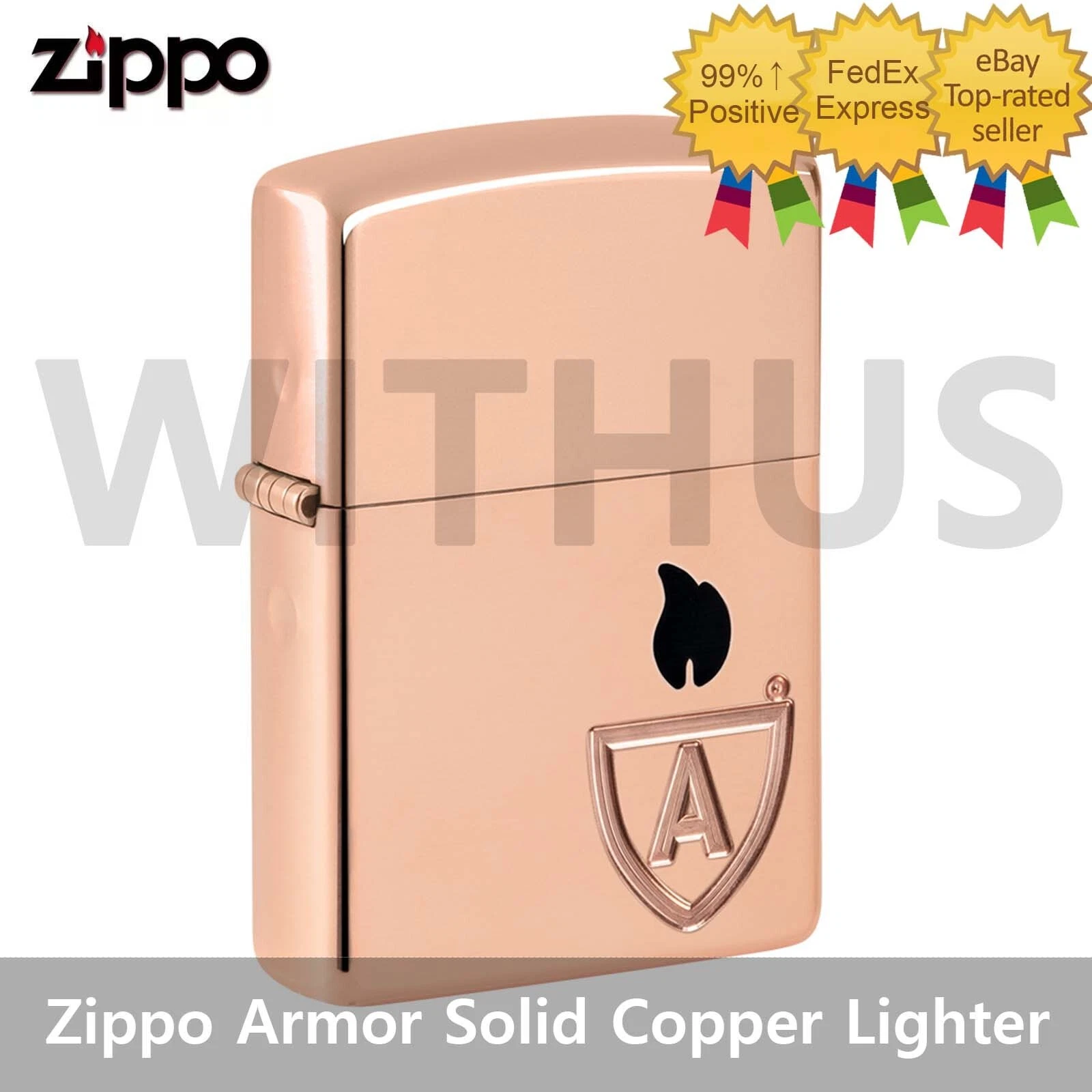 Zippo 46171 Armor Solid Copper Case Lighter, Black Insert New In