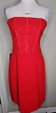 NWT  EXPRESS Red Piped Lace Strapless Short Dress Size Large L 