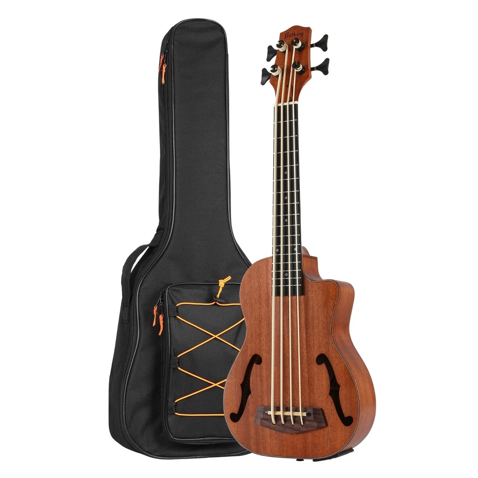 Bass Ukulele UBass Baritone 30 Inch Mahogany F-Holes Cutaway Style W/EQ Gig Bag - Image 2 of 4
