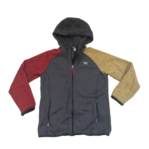 L.L.Bean Kids Elle Bean Sweater Fleece Hooded Color Block Big Kids Size L 14-16 - Picture 2 of 9