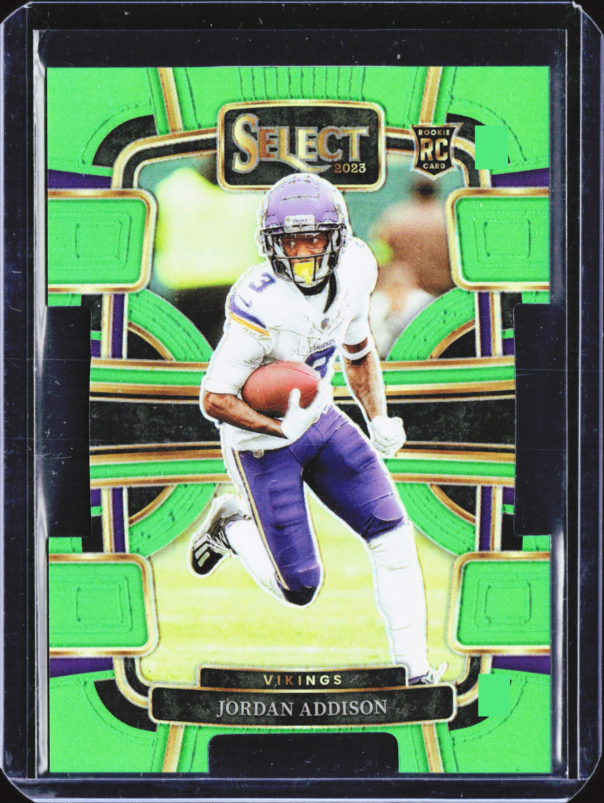 2023 Panini Select #66 Jordan Addison Neon Green Prizms Die Cuts #/599