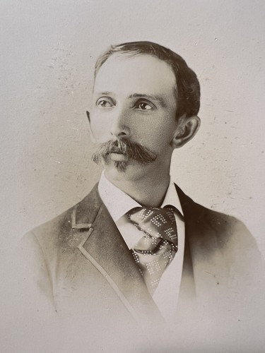 Vtg Victorian Cabinet Card by Tripp Dapper Man Mustache Newton KS 074
