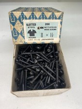 Box Black Round Screws 1 1/2" x 8 Nettlefolds GKN Japanned Slotted Full Box 200