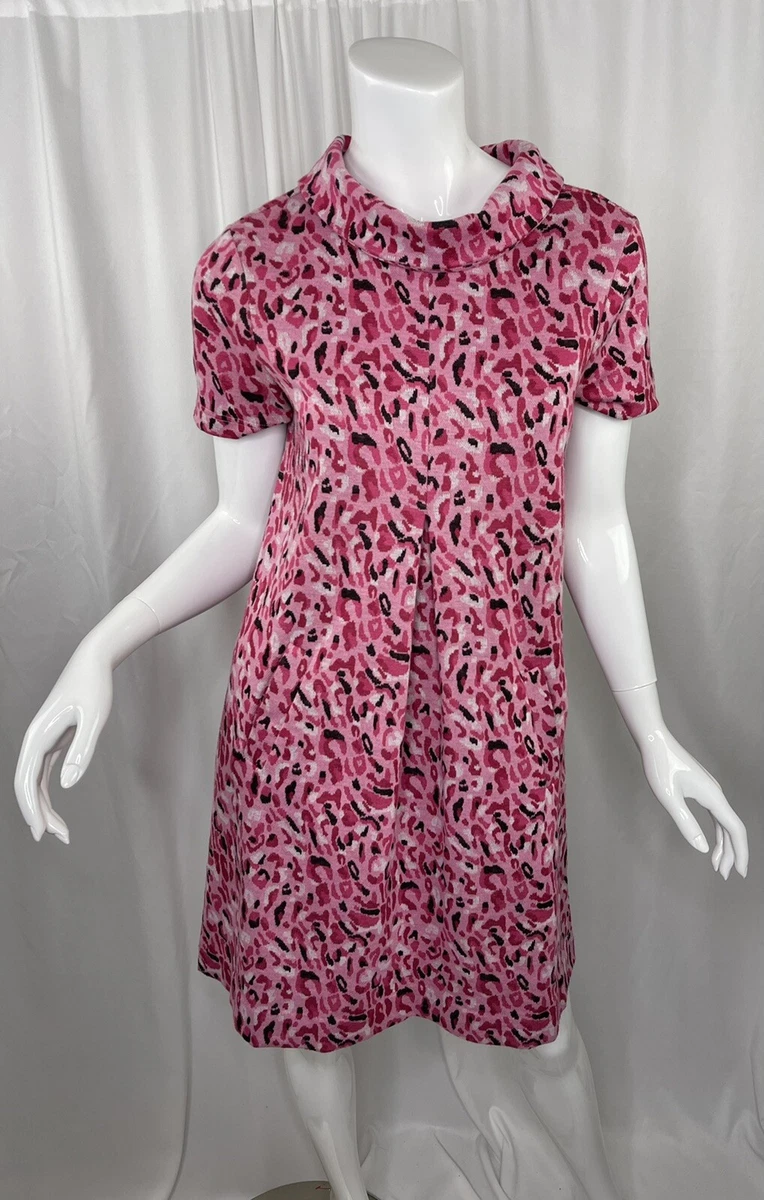 Tyler Boe Pink Cheetah Print Kristen Shift Dress Size S Mod Mini