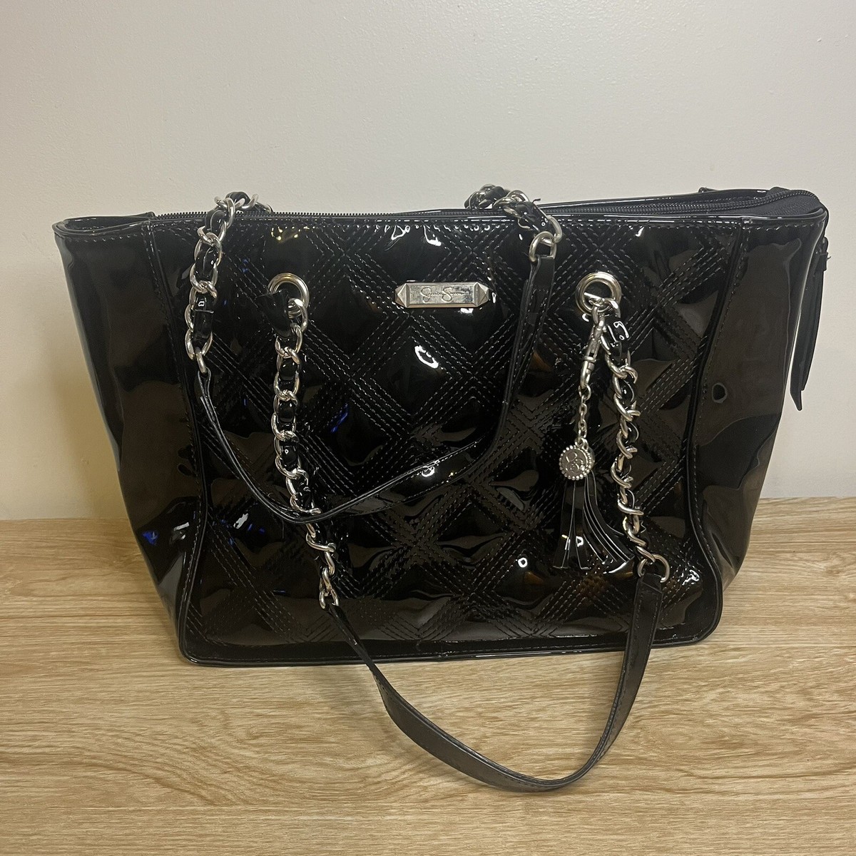 Jessica Simpson Textured Vegan Patent Faux Leather Handbag 2014