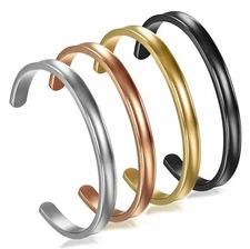 6mm Women's Stainless Steel Plain Polished Finish Cuff Bangle Bracelet Wristband