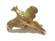 SMALL LAPEL HAT OR TIE TACK PIN BIRD DETAILED BRUSHED GOLD TONE SHINY ACCENTS