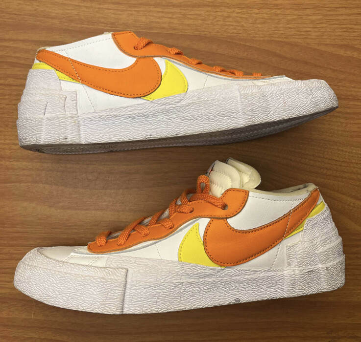 Nike Blazer Low x Sacai Magma Orange Yellow White Size 9.5