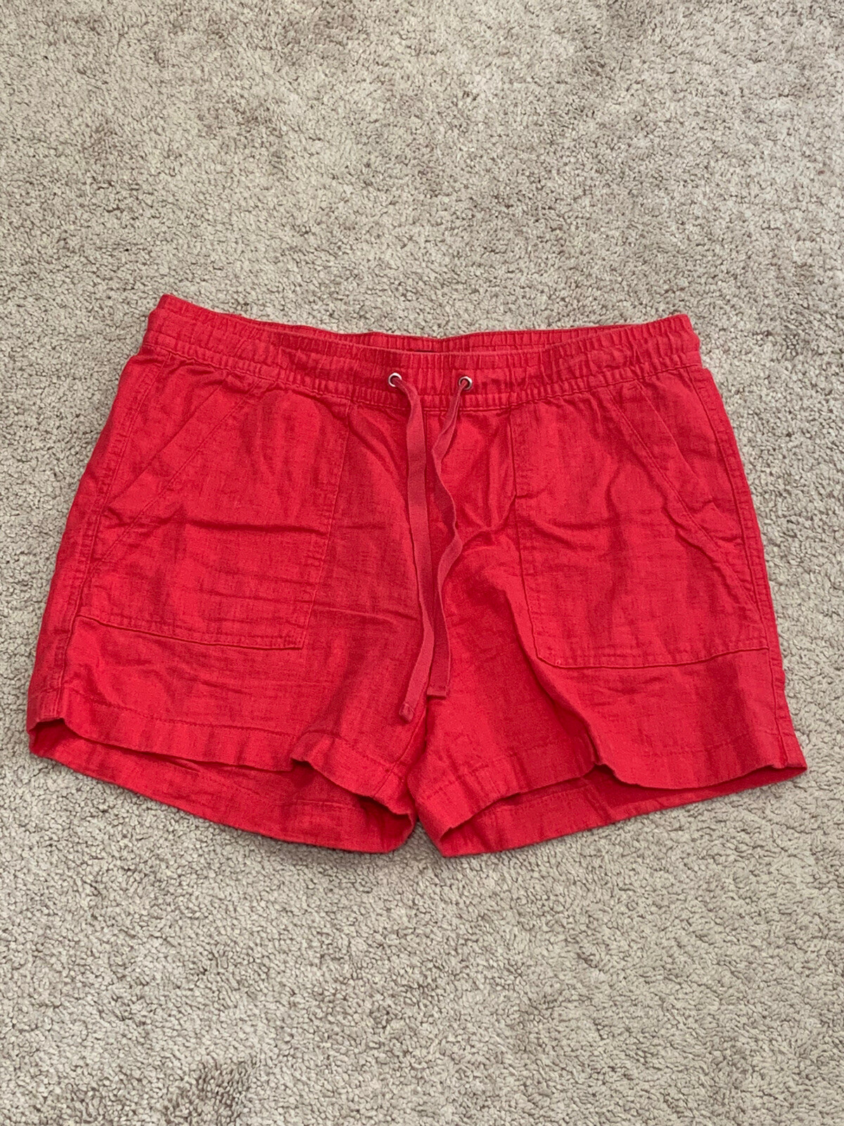 Nautica Womens Linen Shorts Sz Small Red Drawstring Waist Pockets Lightweight