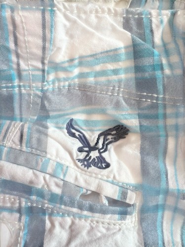 American Eagle Outfitters Men’s Size 33 Longboard Plaid Shorts White & Blue - Picture 4 of 7