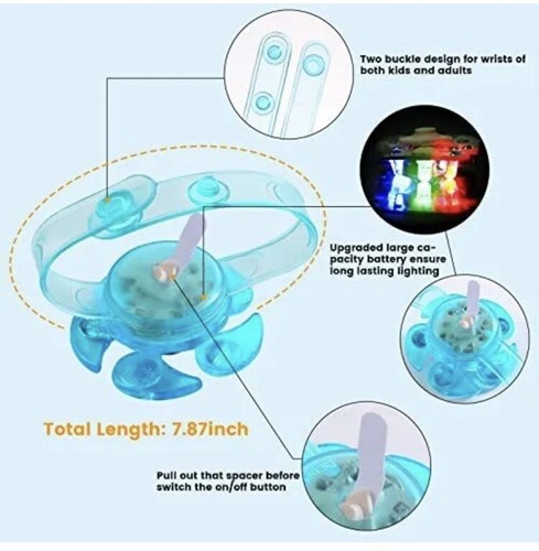 Kids Party Favors 54 pack Goodie Bag Stuffers LED Light Up Fidget Bracelet - 第 4/4 張圖片