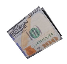 Men's US 100 Dollar Bill Leather Bifold Card Photo Holder Wallet Handbag Purse