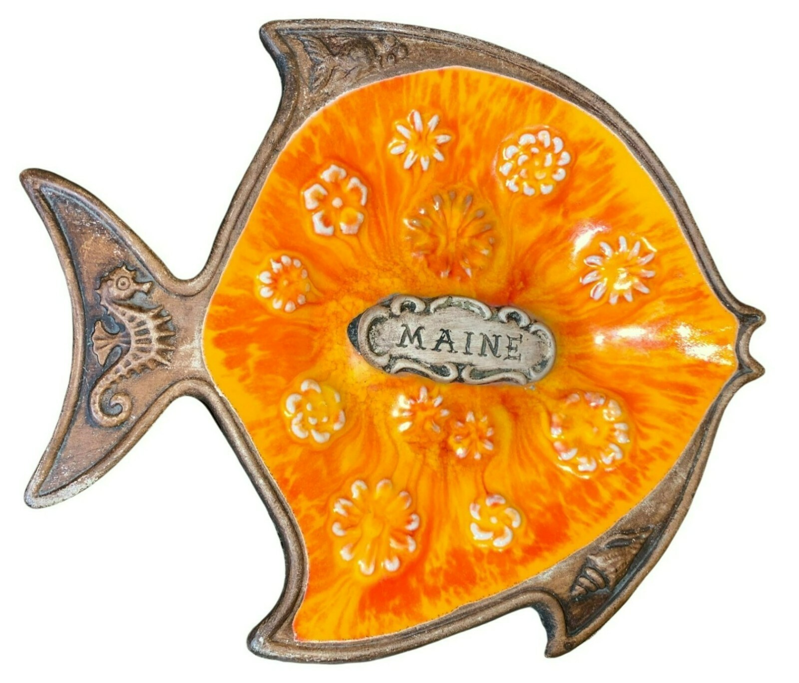 Vintage Treasure Craft Maine Fish Ashtray/Trinket Dish Made in USA Pottery