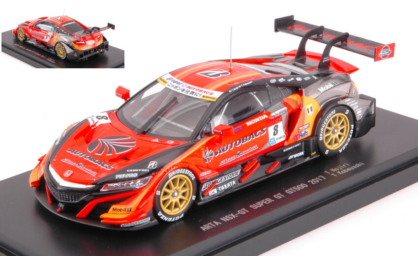 【中古】EBBRO 1/43 45516 SUPER GT500 2017 ARTA NSX-GT No.8[69][240069193571] EBBRO 45516 ARTA NSX-GT SUPER GT GT500 2017 No.8 1/43 Orange