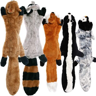No Stuffing Dog Toys with Squeakers, Durable Stuffingless Plush Squeaky Dog Chew