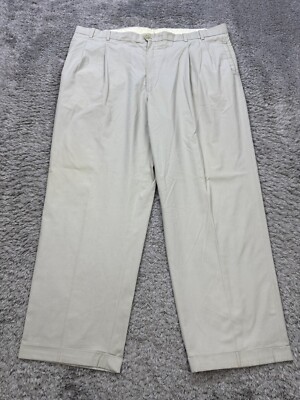 Guy Laroche Pants Mens 42x29 Beige Relaxed Pleated Cuffed Career Slacks  Trousers