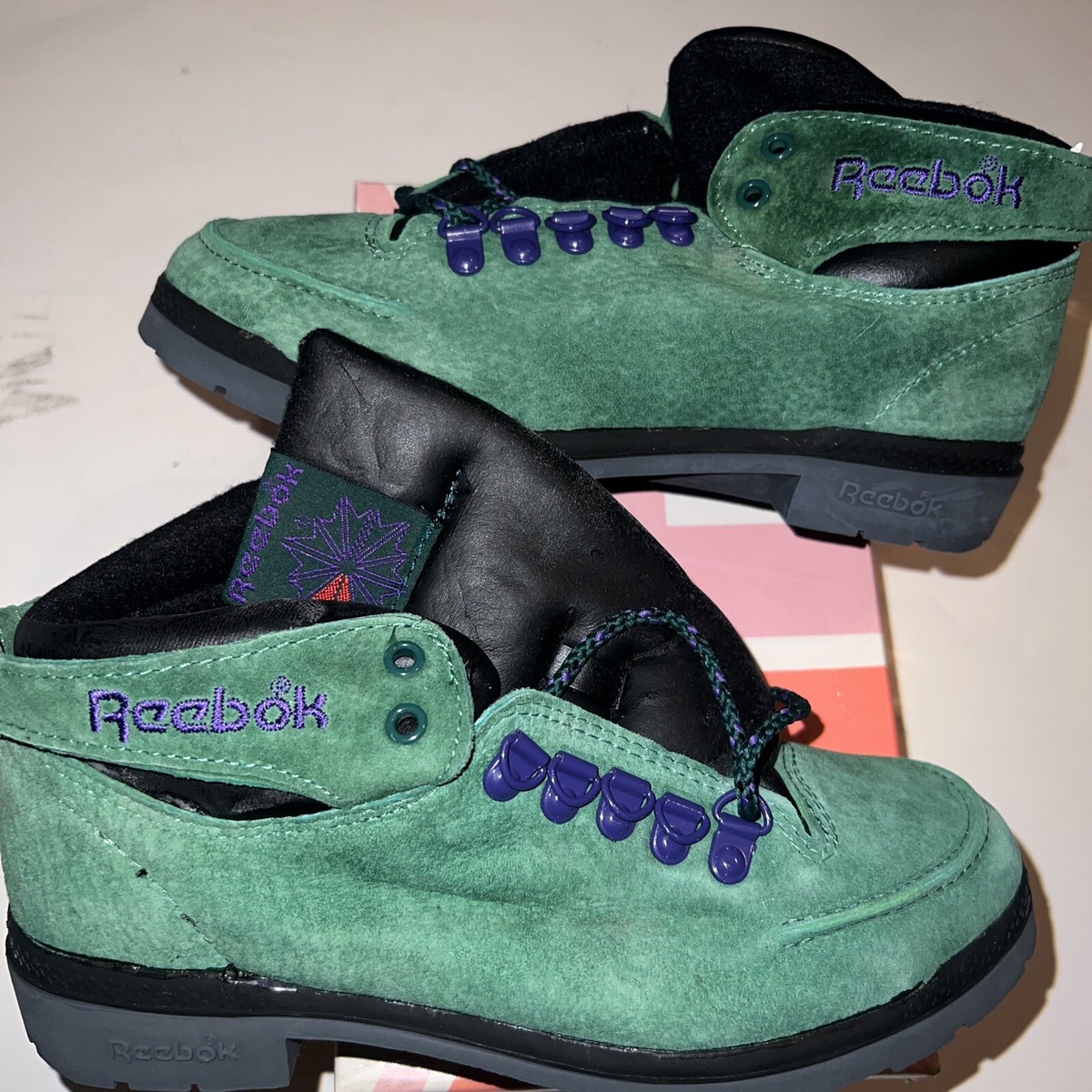 NEW Vintage Women's Reebok Arcadia Hi Top Green Purple Sz 7 From