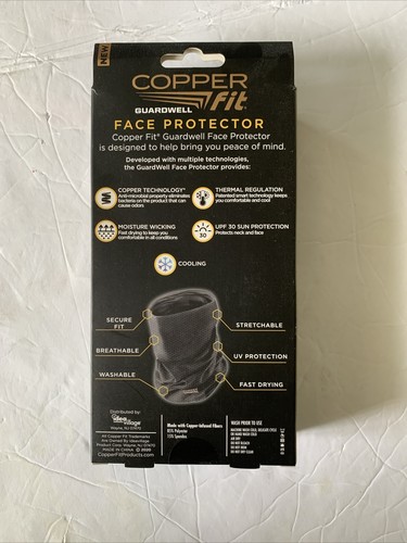 Copper Fit Guardwell Face Protector Mask Adult Charcoal Gray/Black UV30 NEW NIB - Picture 8 of 16