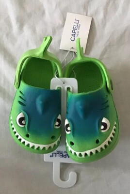 Boys Green Crocodile Water Shoes Slip On Clogs Pool Beach Size 5 New