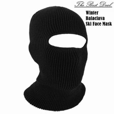 Unisex Winter Ski Face Mask Windproof 1 Hole Balaclava Head Hood Warm Black Hat