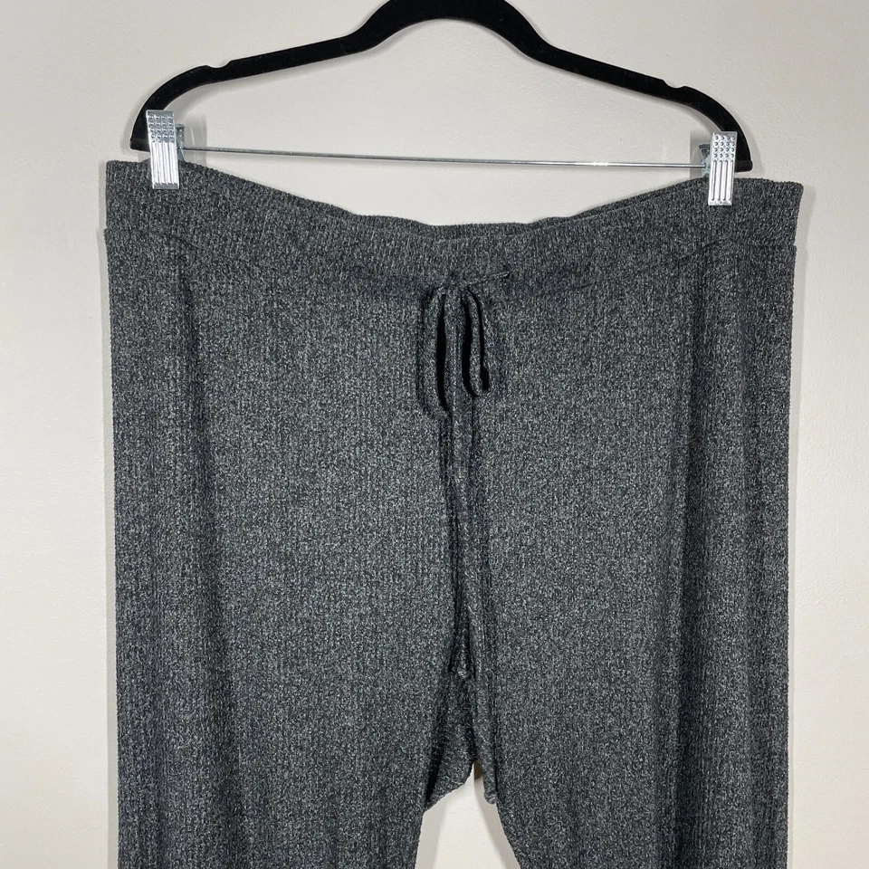 Soft Surroundings Womens Plus Size 1X Gray Ribbed Knit Loungewear Pants - Image 3 of 4